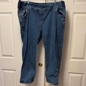 Woman Within Dark Blue Denim Jeans with Pink Label